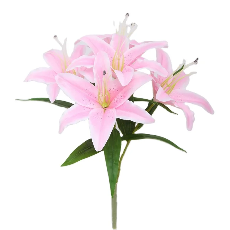 TCF BTV1012 wholesale 5 heads diameter 20cm Lily flowers artificial lily bouquet tiger lily Flowers for Home Decoration