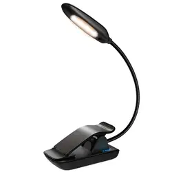 Gooseneck Clip on Reading Lamp, 7 LED Book Light with 3 Brightness ,3 Color Temperature , USB Rechargeable