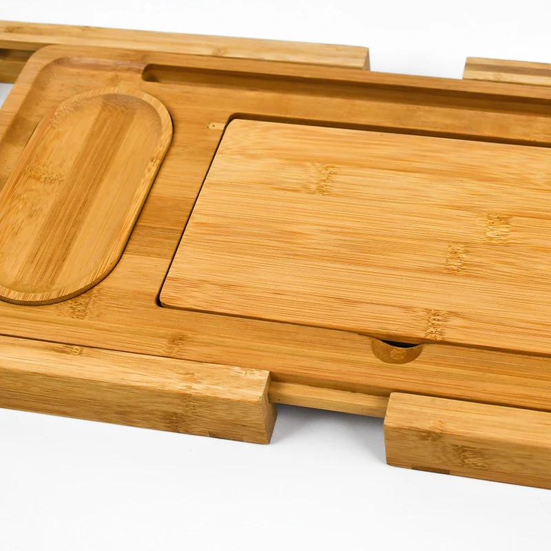 Hot Selling Customization WDF Bamboo Wood Folding Bamboo bath tray Caddy bathtub tray table bath tub caddy tray for shower