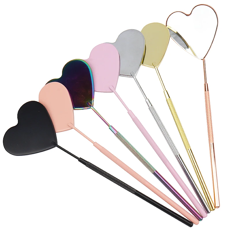 New Stainless Steel Heart Shape Small Eyelash Extension Check Mirror