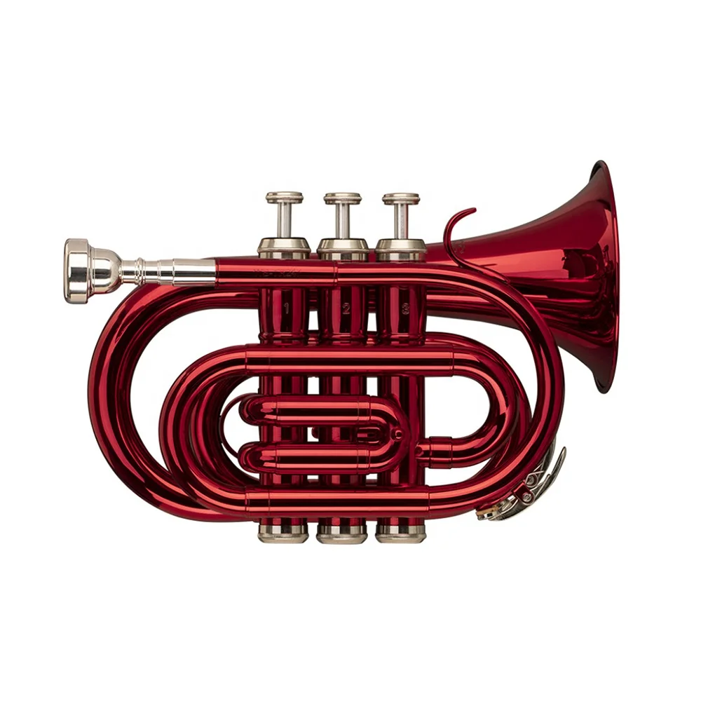 SEASOUND OEM High Quality Red MIni Pocket Trumpet Instrument JYPT406RD