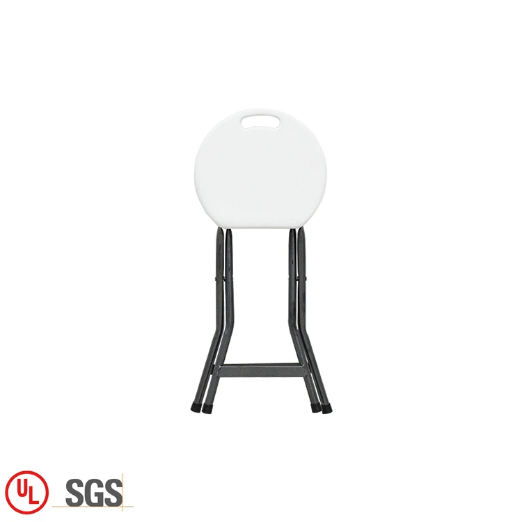 China suppliers white small bar height foldable chairs round hdpe plastic folding bar chair