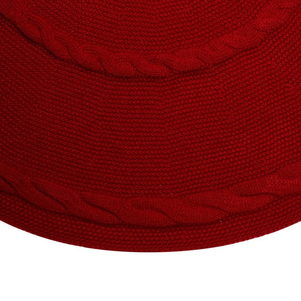 Ourwarm Wholesale Xmas Tree Decoration Round Cotton Wine Red Knitted Christmas Tree Skirt