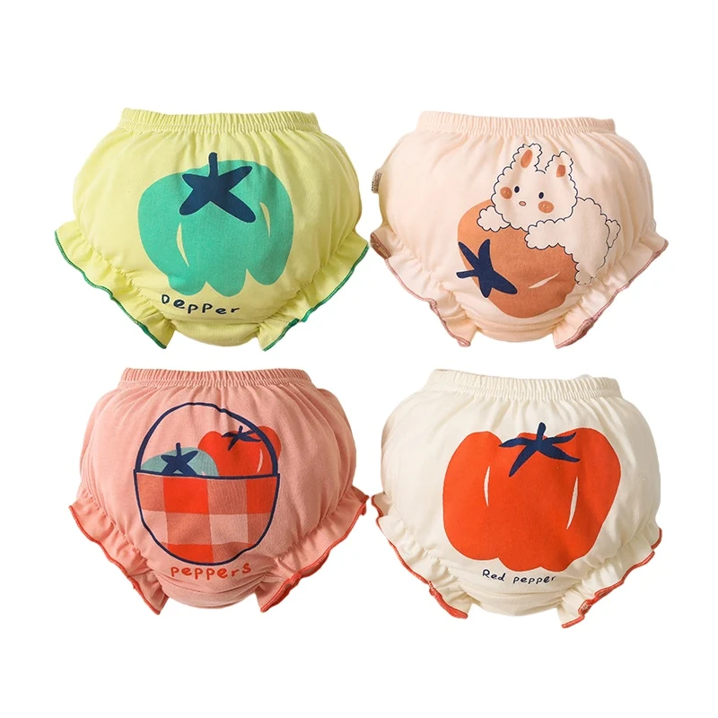 4PCS NEW Kawaii Elastic cute Cartoon Panties Printed Children Pure Cotton Shorts cotton Underwear set for baby girl