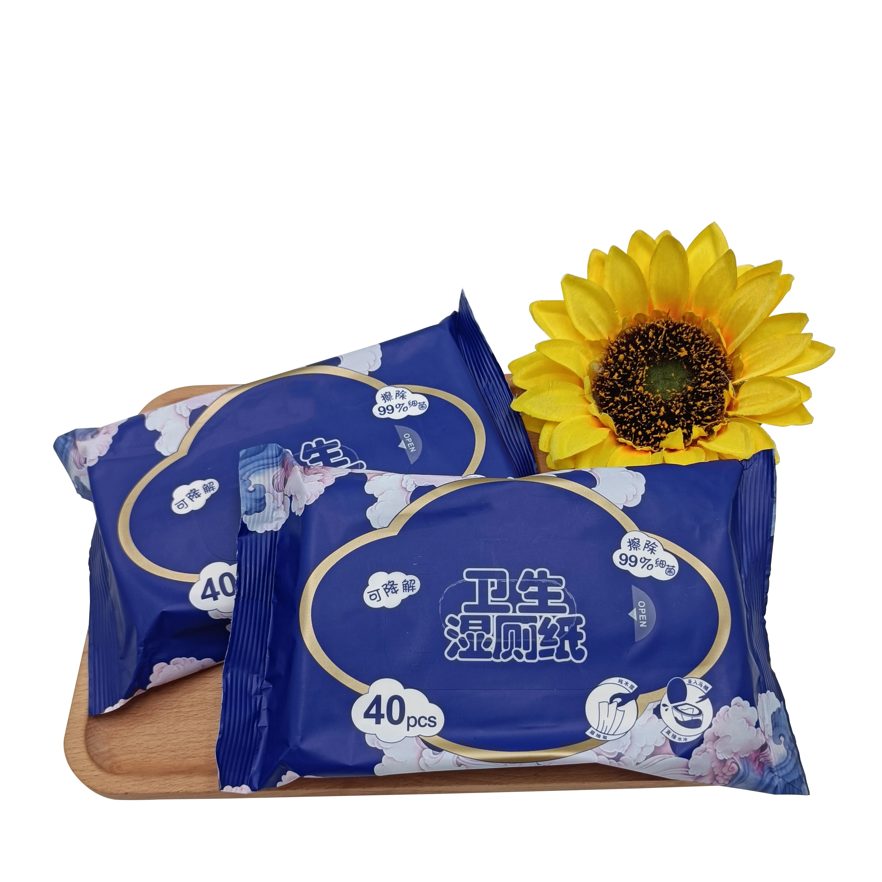 Custom Logo Toilet Wet Wipes  Biodegradable Wet Toilet Paper Wipe