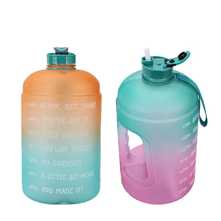
hot gallon 3.78L Large Capacity motivational Water Bottle PETG Plastic Time Marker Fitness for GYM custom packing 