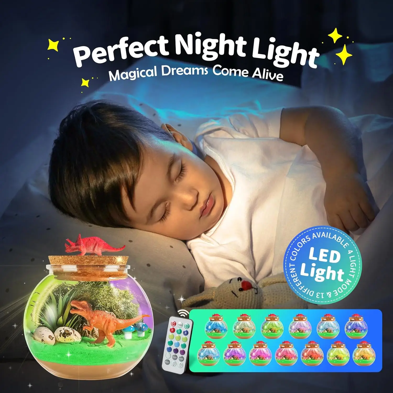 New Designs DIY Terrarium Night Light Kit for Kids Dinosaur World Terrarium Arts and Crafts Kit for  Children