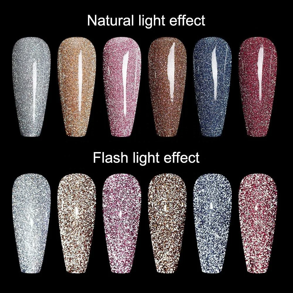 VERONNI Reflective Glitter Gel Nail Polish 10ml Auroras Holographics Effect Soak Off UV Gel for Nails Design Shining Varnish