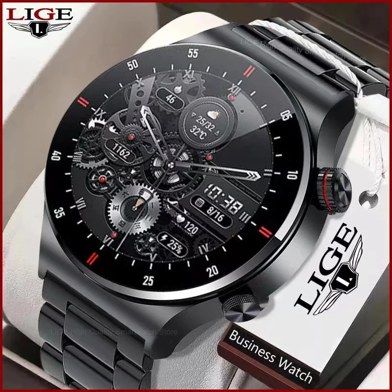 LIGE 2022 New Calling Smart watch Men Full Touch Screen Sports Fitness Watch is Suitable For Android ios Smartwatch