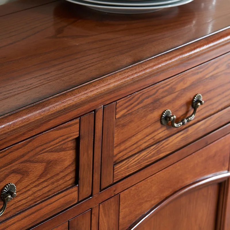 Newest design American traditional style sideboard solid wood dinning buffet cabinet black color living room storage cabinet