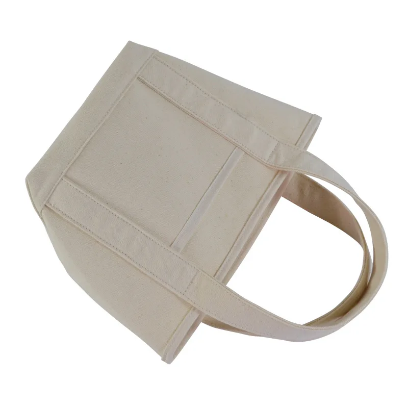 Promotional Eco Friendly Natural Color Blank Reusable 100% Cotton Canvas Tote Bags With Cotton Webbing Handle