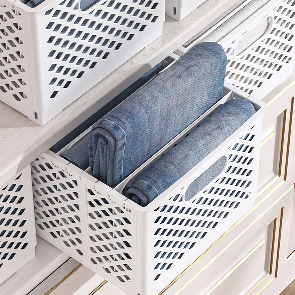 Bathroom Folding Storage Box No Dividers Storage Basket Collapsible For Clothes With Handle