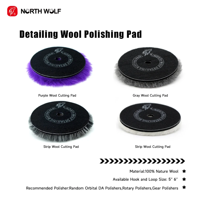 North Wolf 5Inch Japan Ultra soft Microfiber Wool Polishing pad  Car Cutting Buffing Wool Pads