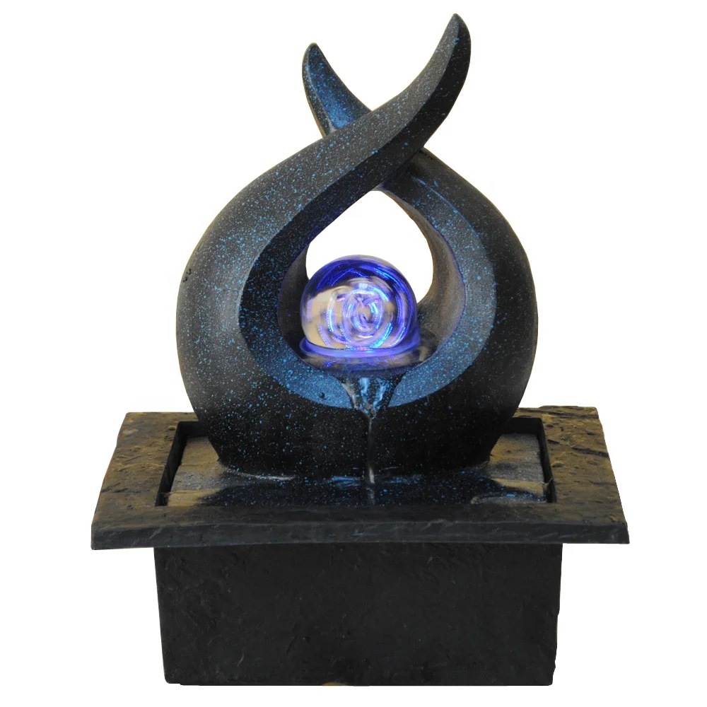 color changing crystal ball abstract sculpture water fountain indoor