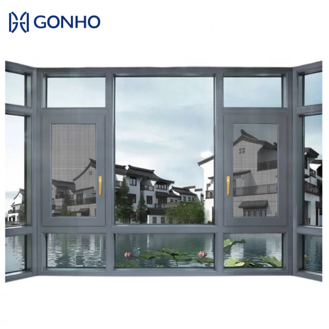 Gonho Casement Windows With Insect Screen Customization Slim Frame 12 Inch Casement Window Latch Adjustable Window