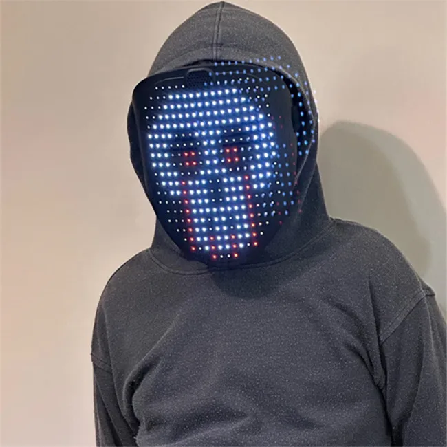 2023 upgrade Music LED Mask Digital Luminous Mask for Halloween Christmas New Year Party