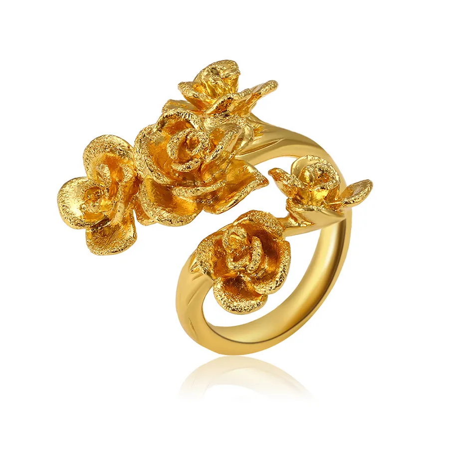 16776 xuping Customized Jewelry Newly designed Dubai Luxury Rose Gold 24K Gold Adjustable Engagement Ring