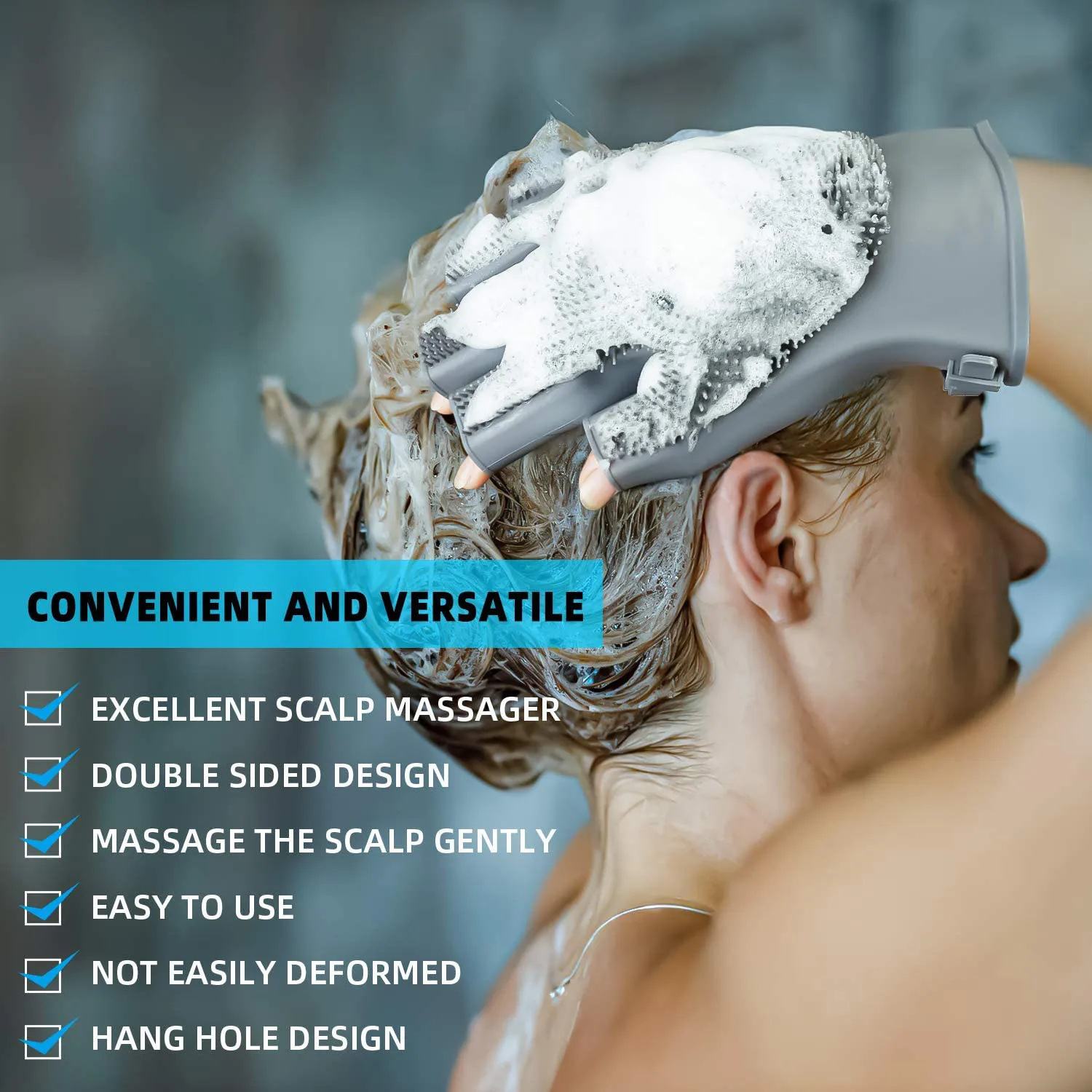 2023 New arrival easy clean soft skin silicone hair brush bathing gloves shower exfoliator bath shower glove silicone for woman