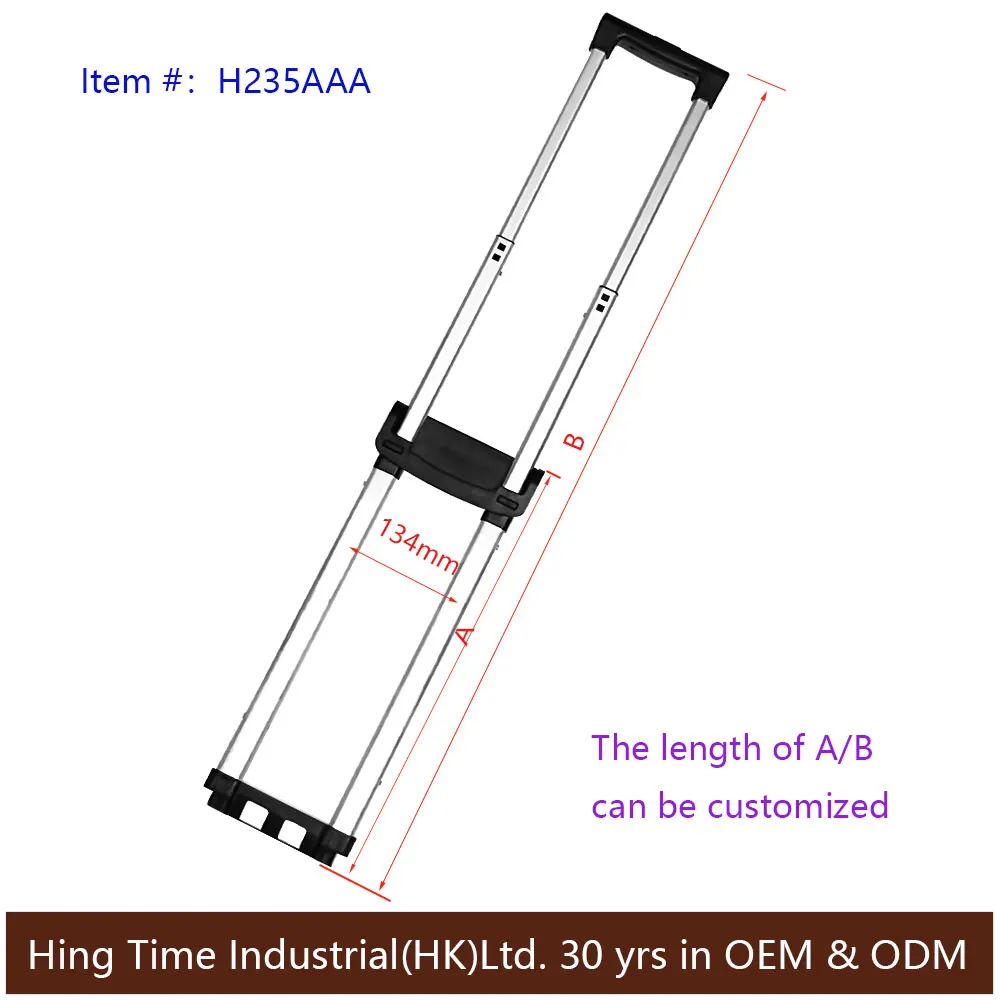3 steps Telescopic Luggage handle Adjustable Trolley parts Accessories suitcase handle retractable trolley handle factory