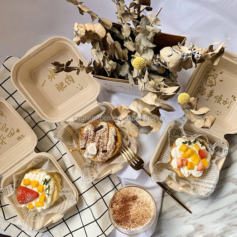 Wholesale Compostable Sugarcane Lunch Box Biodegradable Takeaway Clamshell Food Container