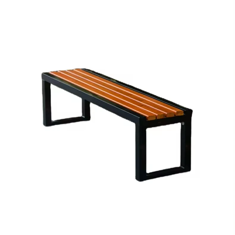 European Classical Cast Aluminum Garden PS Wood Bench Long Chair Set Rustproof Outdoor Patio Park Modern Design