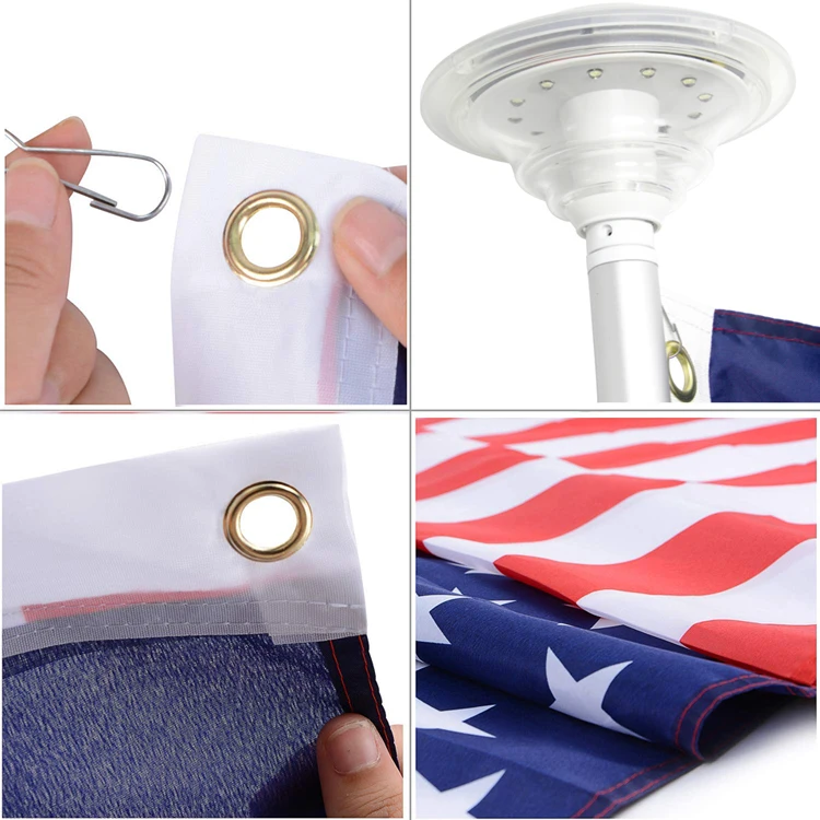 UFO Led Solar Powered Flagpole Light For 6Ft House Aluminium National Flag Pole Top Downlight With Auto On/Off Night Light