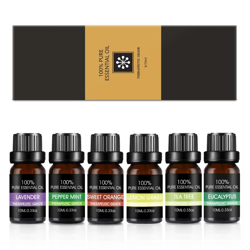 Private Label 100% Pure Aroma Essential Oil Set--high Quality Oil--6 Pack Gift