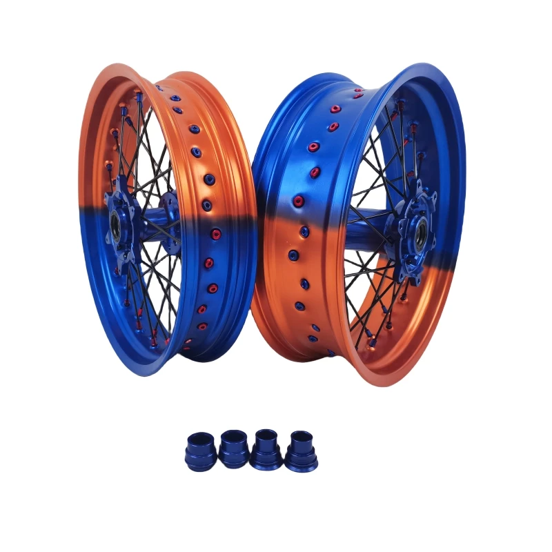 Factory Directly Anodized Double Color Motorcycle Wheels Super Motard Wheels Set Supermoto Wheels