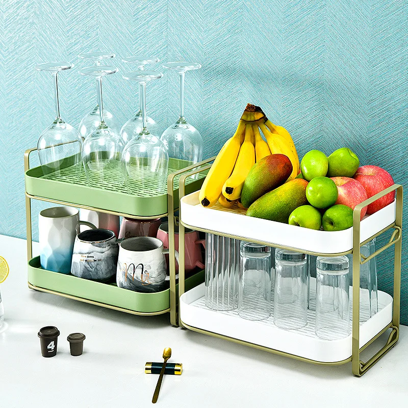 Wholesale Customized Multifunctional Home Double Drain Cup Holder Office Tea Cup Glass Storage Rack