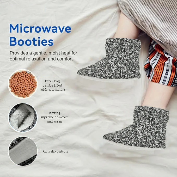 Custom Microwave Heat pack Gift Set Microwavable Booties Tourmaline Lavender flaxseed Heated Shoes Foot Warmers