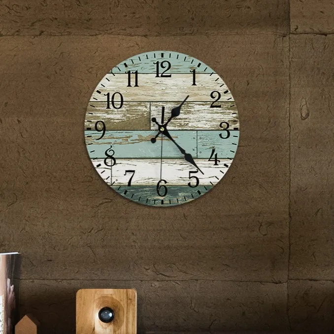 Putuo Decor Simple Wooden Kitchen Clock Round Wooden Luxury Digital Decorative Wall Clock for Home Decor