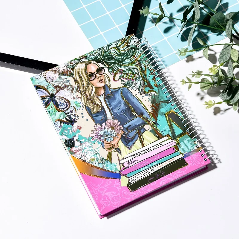 2022 Best Selling Ladys Cartoon Fashion Notebook Custom Cuadernos Journal Spiral Notebook School Kawaii Stationery Books