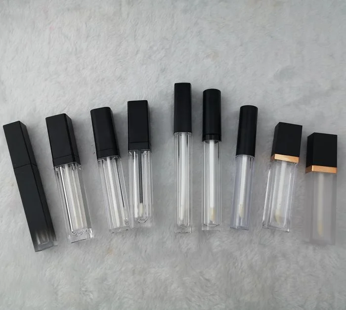 
Custom Logo Clear Lip Gloss Tubes Packaging Private Label Rose Wand Square Tube Container with Applicator 