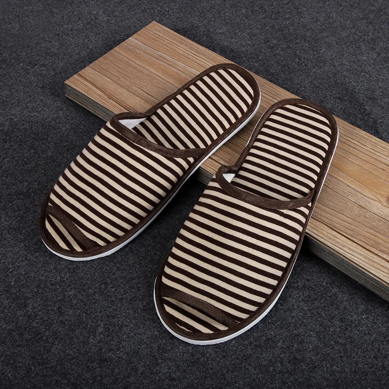 Manufactory Price OEM ODM Open Toe Linen Mens Casual Slides Slippers Disposable Hotel Slipper Spa