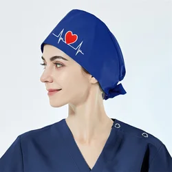 Hot-Sale custom dentist clinic beautician scrubs nurse Doctor Working adjustable nursing cap hat with Button for women and men