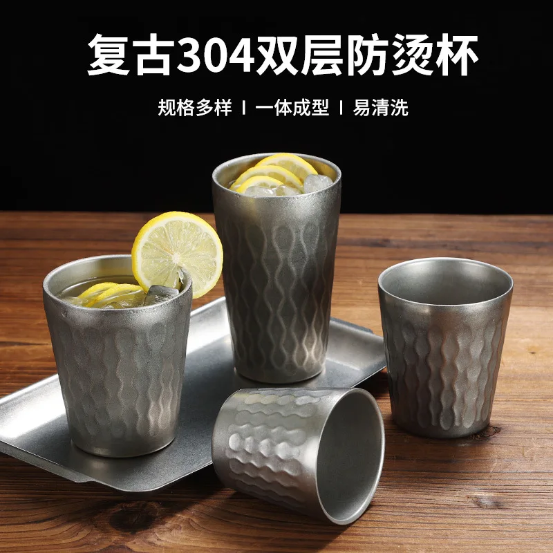 Stainless Steel Cocktail Water Beer Hot Drink Coffee Dual Wall Layer Whiskey Shot Glasses
