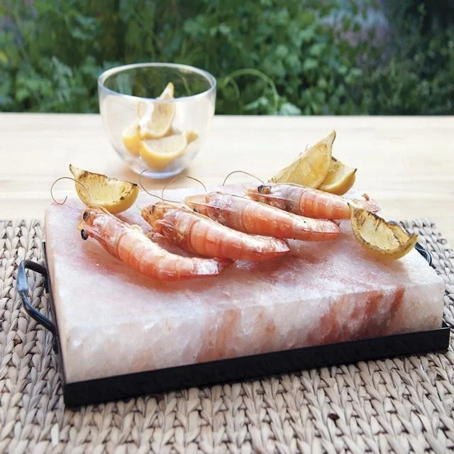 Natural Himalayan pink Salt Plate Slab /brick/tile BBQ With Stainless Steel Holder for Cooking