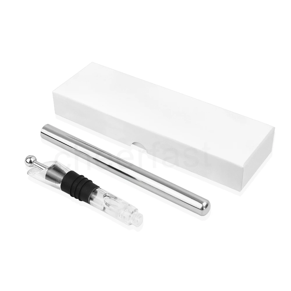 Newest 3 in 1 stainless steel wine cooler chiller stick Pure white box wine chiller stick gift set stainless steel wine cooler