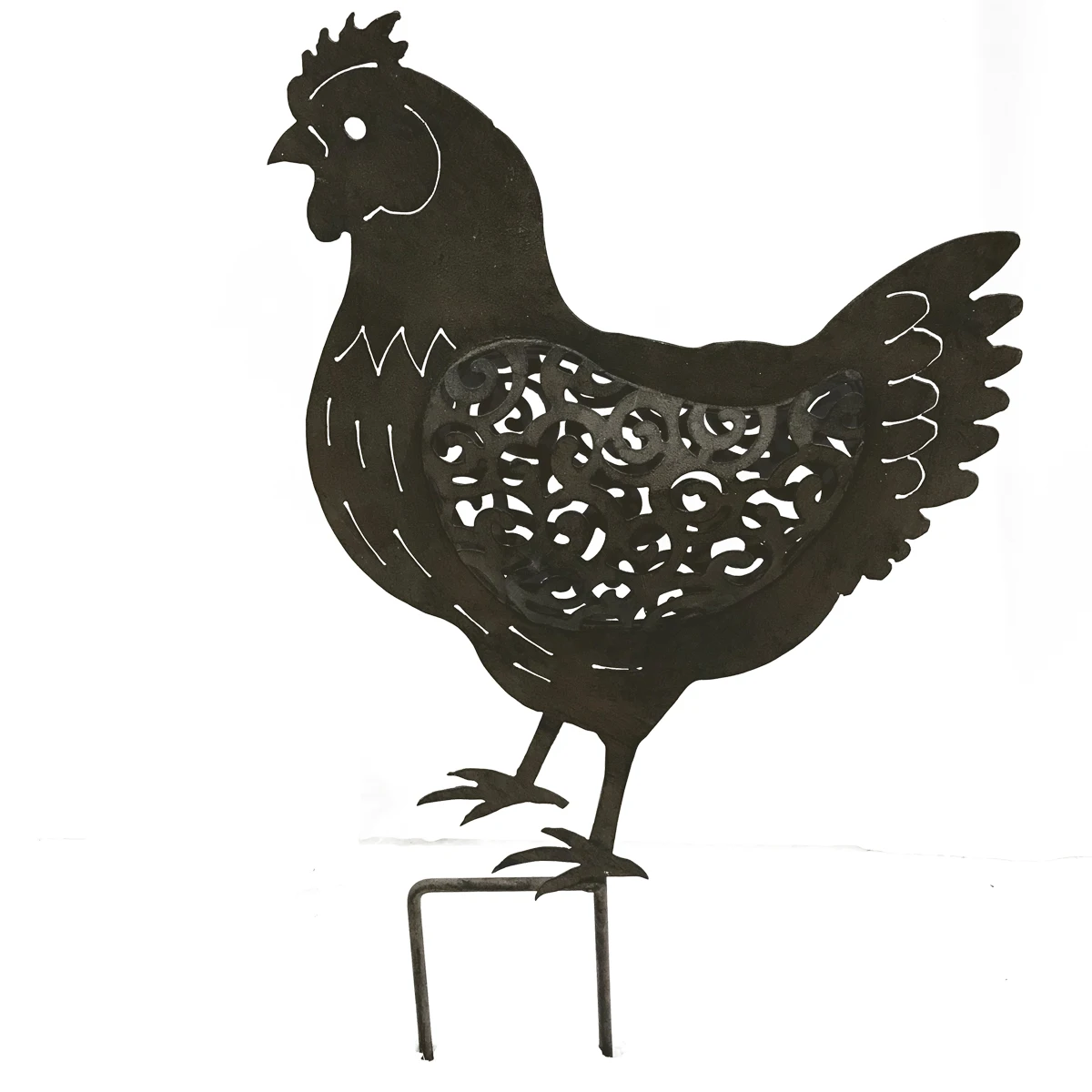 
LI YANG Hollow out Metal animal statue Garden decoration Rooster and the Frog garden Stake 