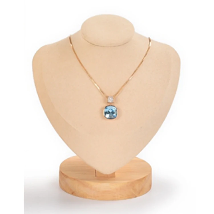 Private label oem obm древесины кулон стенд деревянный jewellry цепочки и ожерелья бюст дисплей