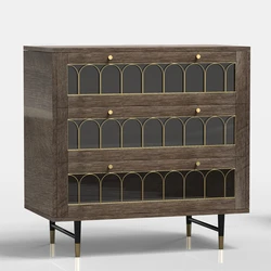 Домашняя мебель, шкаф для гостиной, деревянный комод с 3 ящиками и металлическим основанием