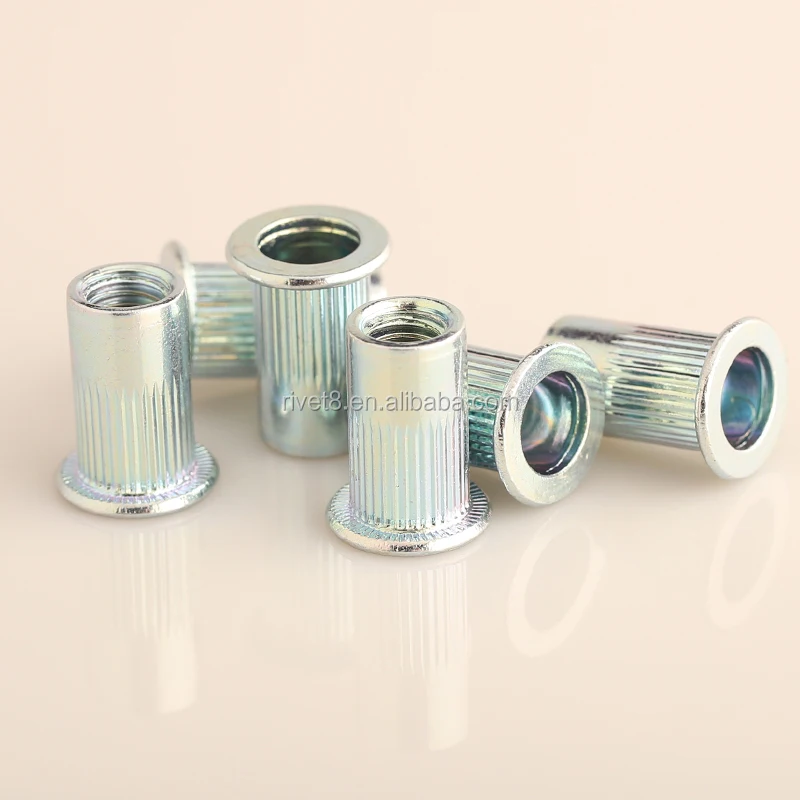 Carbon Steel Zinc Plated Flat Head Threaded Blind Rivet Nuts Pull Rivet Nuts