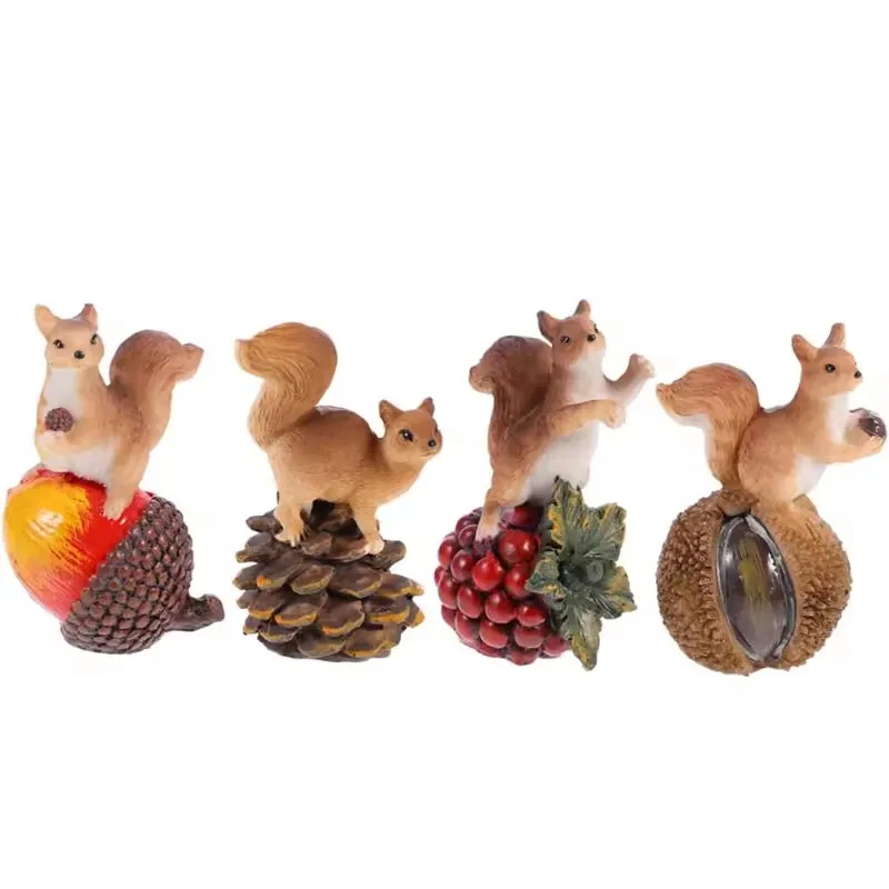 4pcs Squirrel Ornament Home Decor Mushroom Christmas Decorations Kids Christmas Crafts  Resin Landscape Tree Animal
