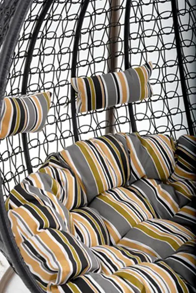 Outdoor Garden Rattan Furniture Patio Double Person Nest Swing with thick cushion, Egg Shape rocking chair for adults