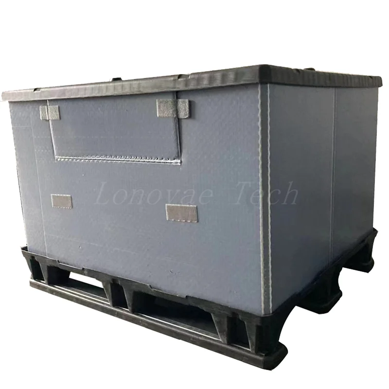 1200*1000mm solid Plastic Honeycomb container manufacturers Plastic Sleeve Pack Pallet Box with skids