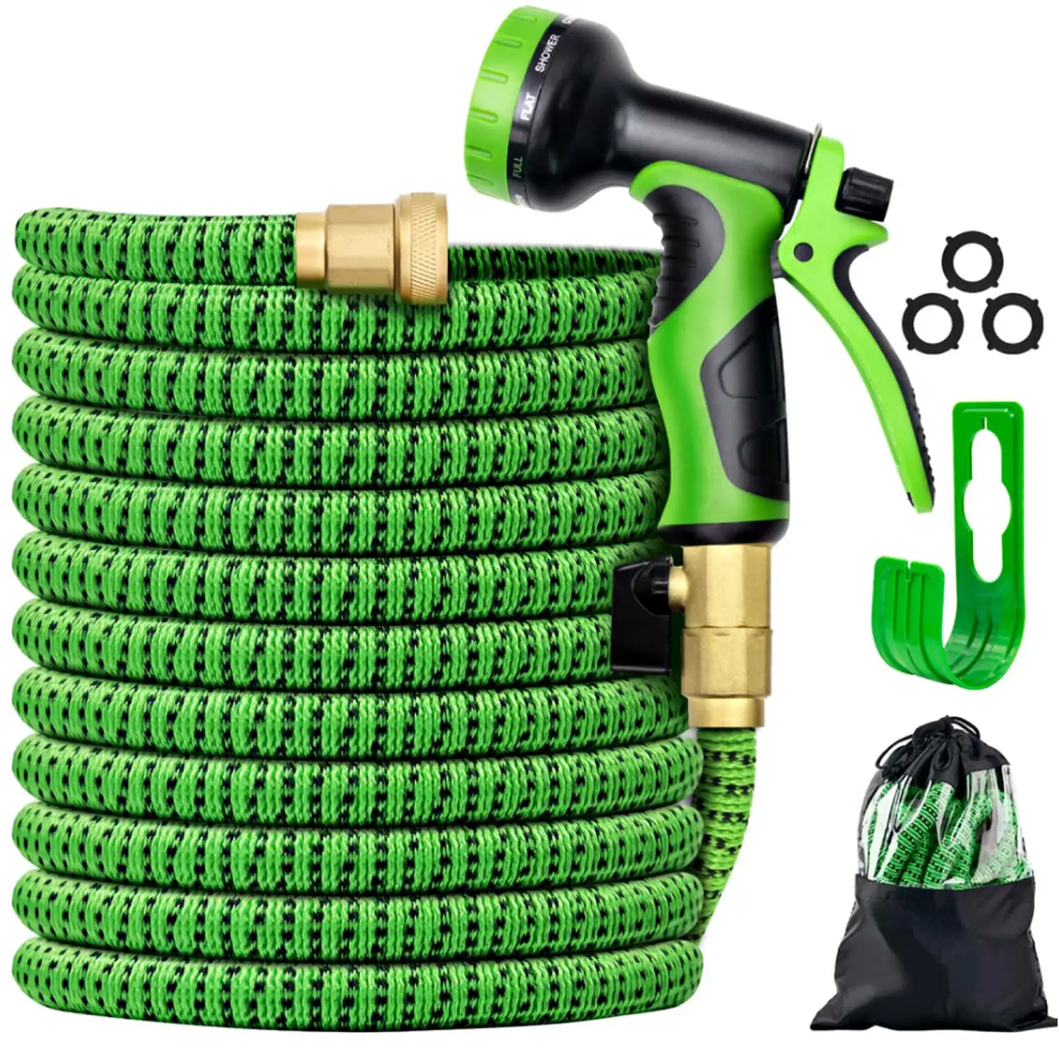 
50 200ft American Expandable Garden Water Hose with 10 Function Spray Nozzle  (1600251763693)