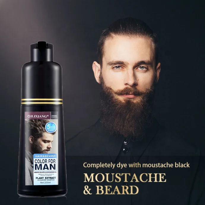 Natural Ingredients Instant Black Mustache And Beard Color Dye Shampoo Black