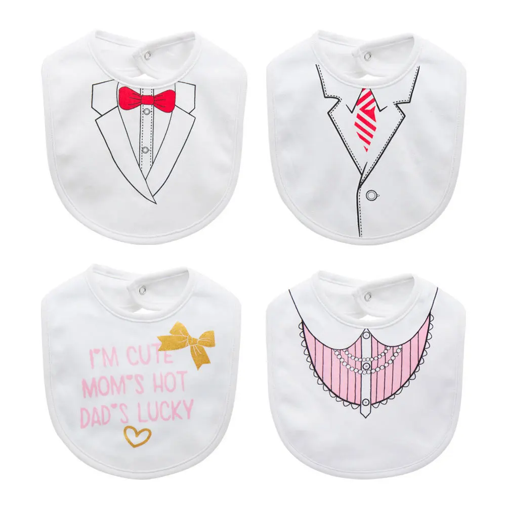 Прямая поставка с фабрики весенне-летний и осенний хлопковый слюнявчик для новорожденных в 4 стилях детские товары темной пряжкой детский