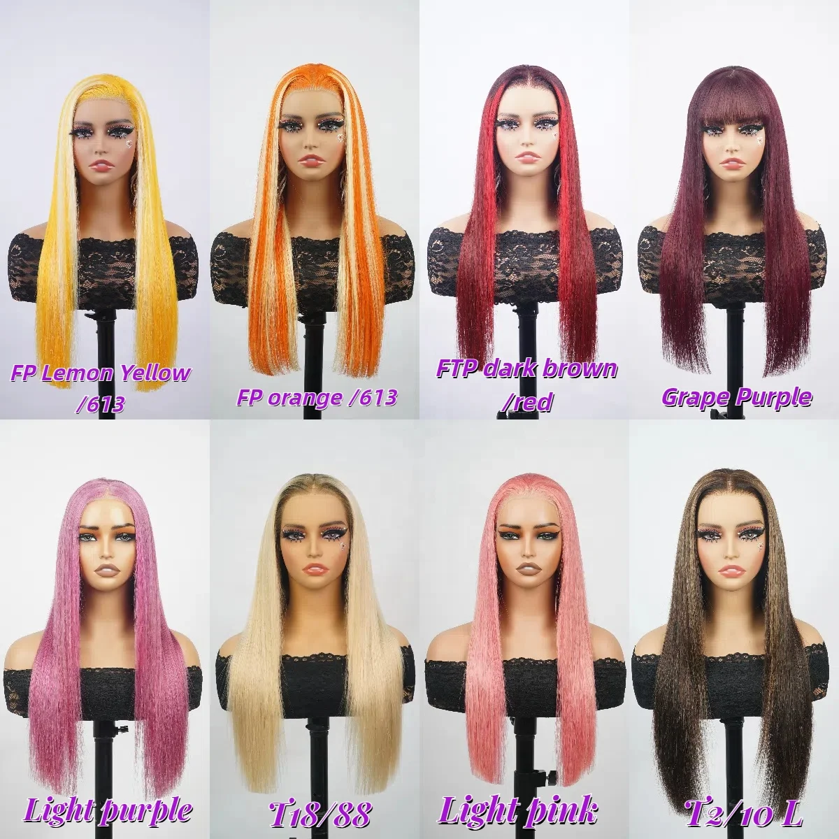 Royce Customize Colored Human Hair Wigs Breathable Scalp Lace Wigs Bone Straight With Bang Human Hair Wigs For Black Women