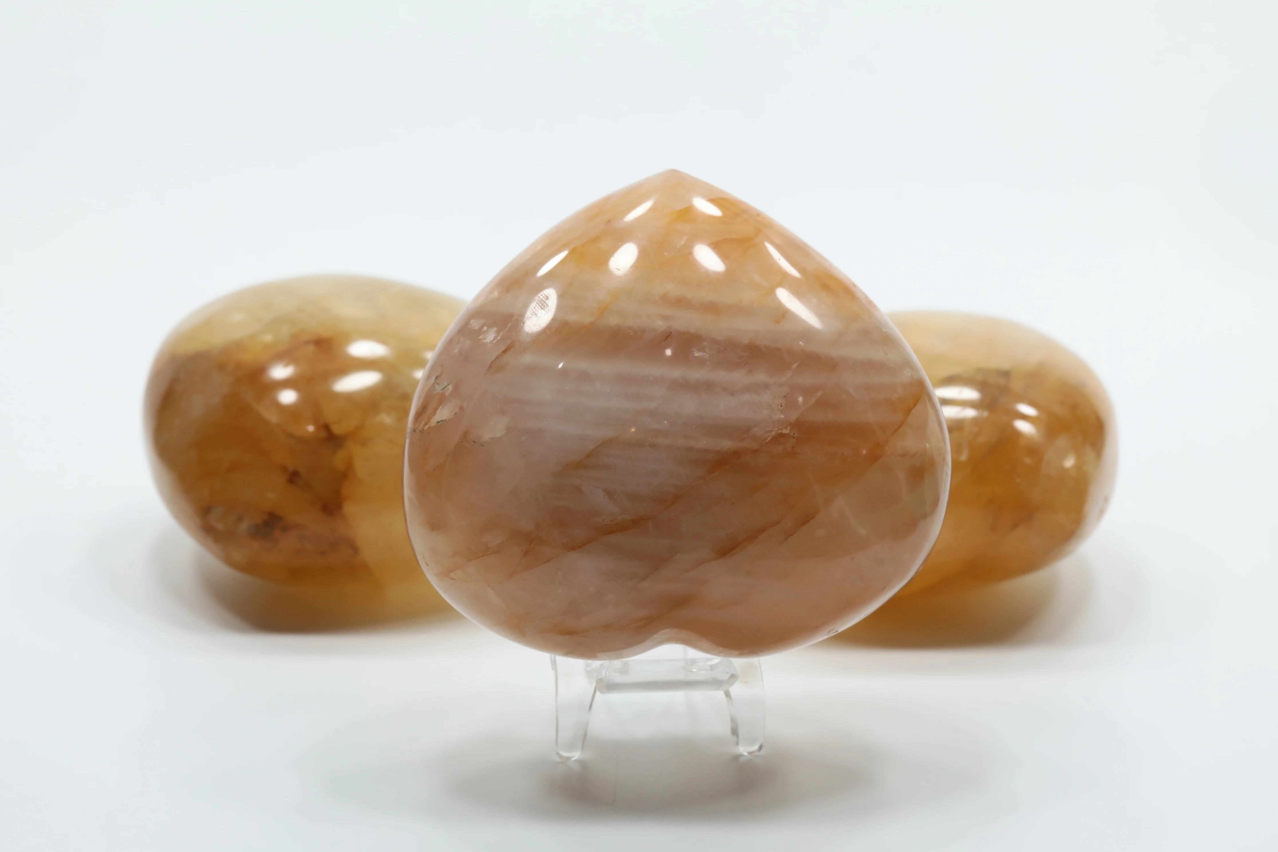 Оптовая торговля желтые hematoid в форме сердца камень Золотая целитель с украшением виде